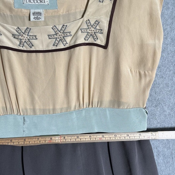 Anthropologie Diodore Dress Womens 12 Romantic Camel Silk Alpine Tie Back - Picture 10 of 16